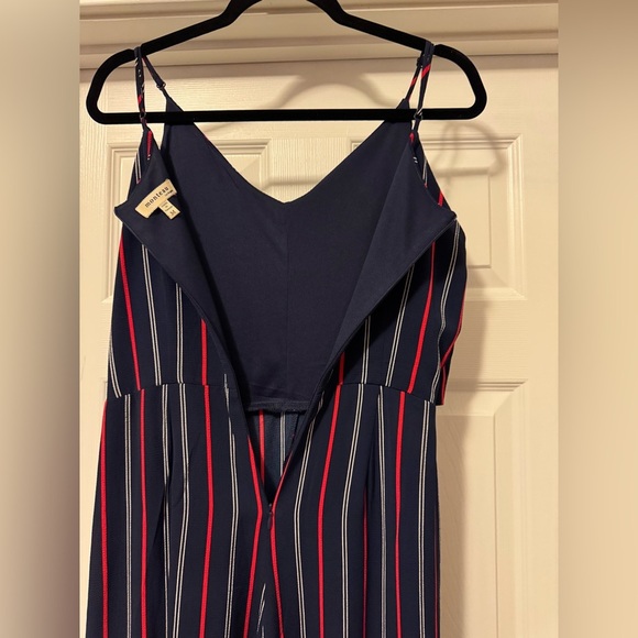 Monteau Blue and Red Tie Front Sleeveless Jumpsuit - Picture 11 of 13